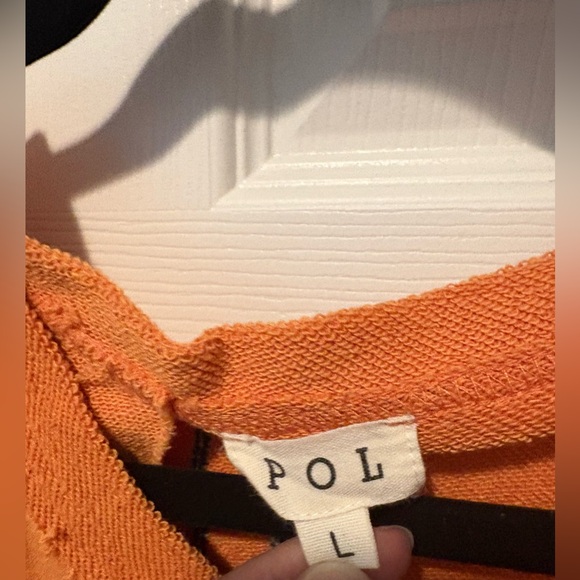 POL Orange V-Neck Sweater with Floral Embroidery - Picture 2 of 6